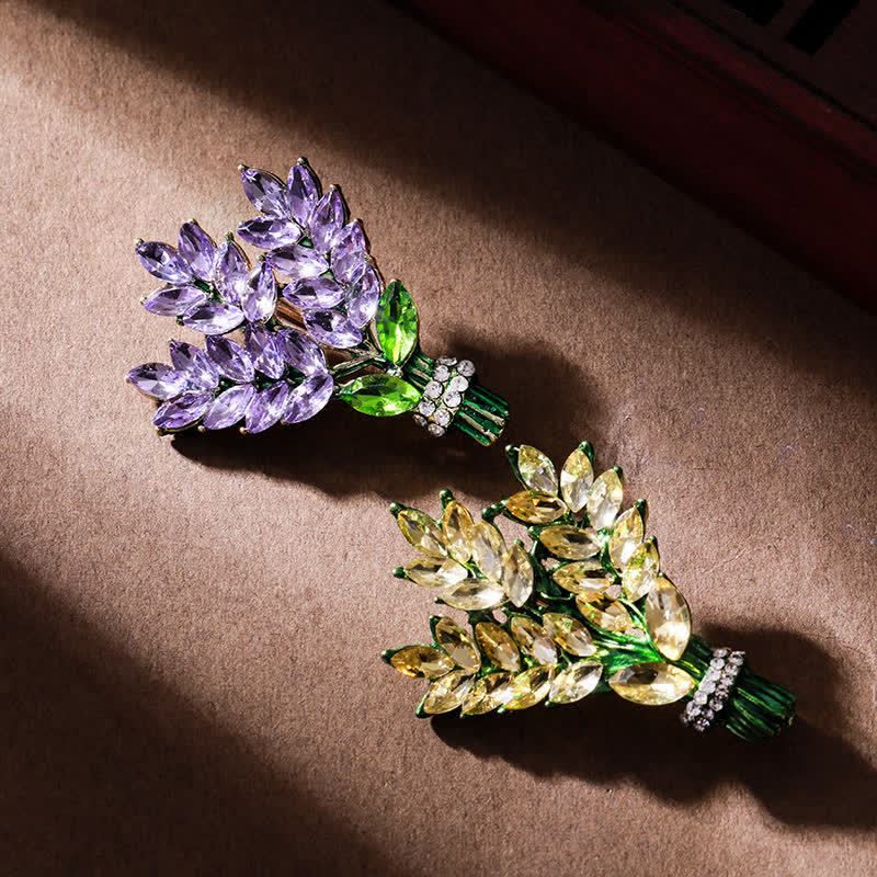 Women's Lavender Rhinestone Bouquet Brooch - image 4