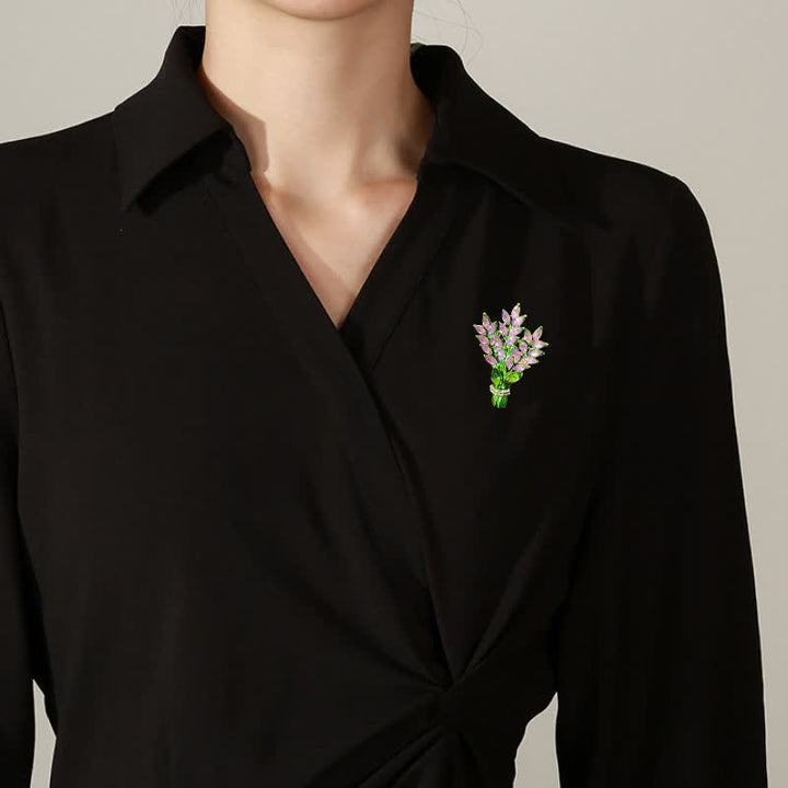 Women's Lavender Rhinestone Bouquet Brooch - image 1