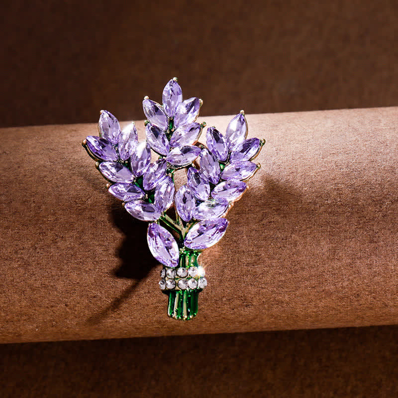 Women's Lavender Rhinestone Bouquet Brooch - Purple - image 0
