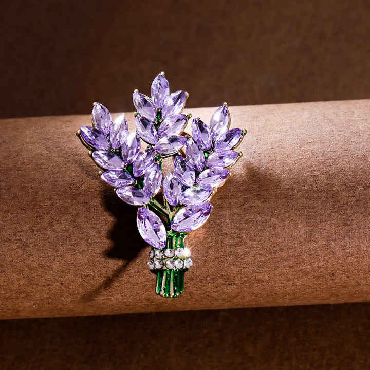 Women's Lavender Rhinestone Bouquet Brooch - Purple - image 0