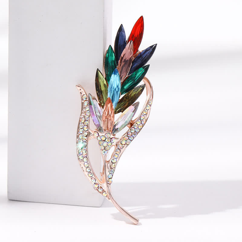 Women's Golden Wheat Ear Rhinestone Brooch - Colorful - image 7