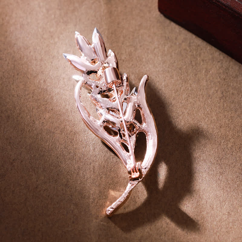 Women's Golden Wheat Ear Rhinestone Brooch - image 4