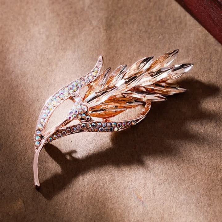 Women's Golden Wheat Ear Rhinestone Brooch - image 2