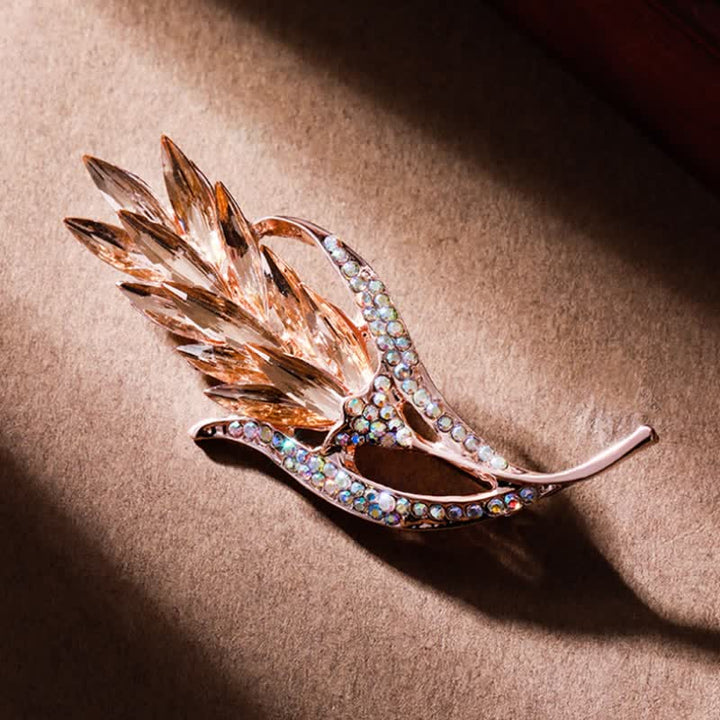 Women's Golden Wheat Ear Rhinestone Brooch - image 3