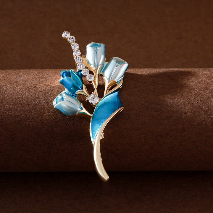 Women's Elegant Golden Tulip Enamel Brooch - Blue - image 7