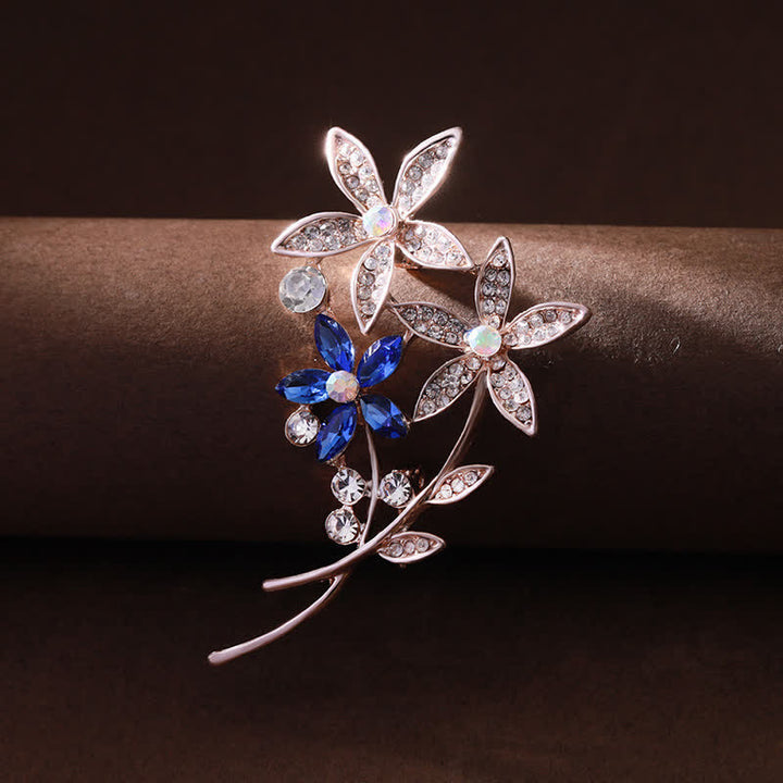Women's Sparkling Rhinestone Flower Brooch - Blue - image 0