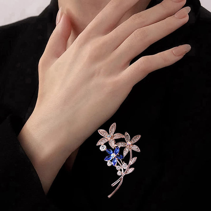Women's Sparkling Rhinestone Flower Brooch - image 1