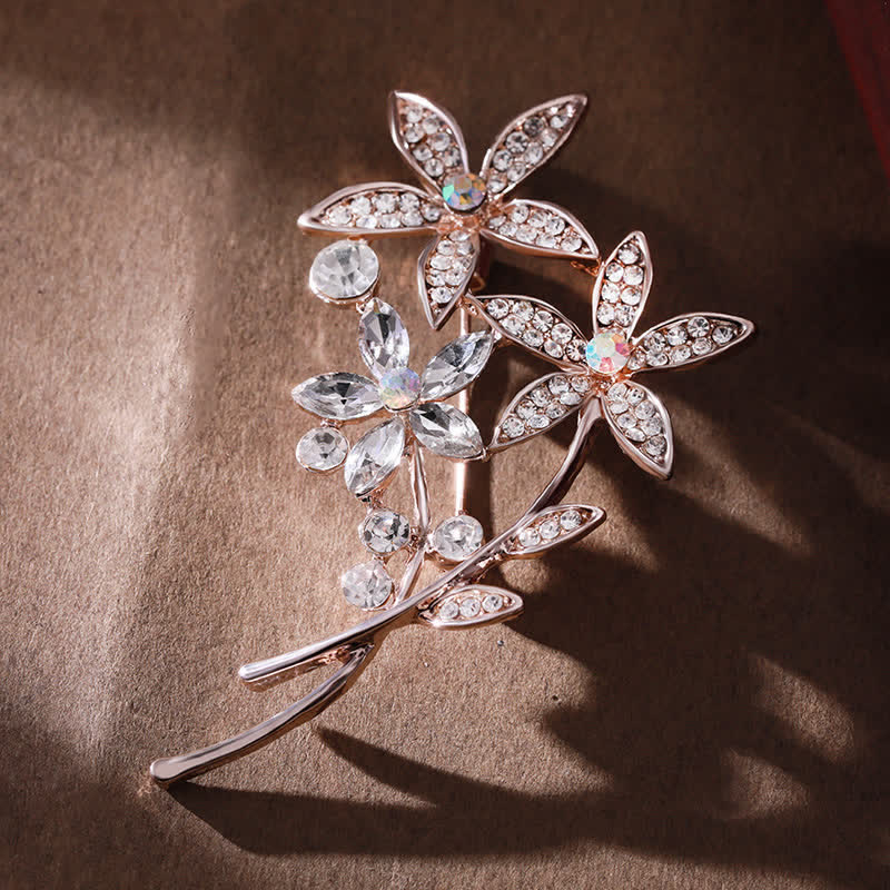 Women's Sparkling Rhinestone Flower Brooch - White - image 4
