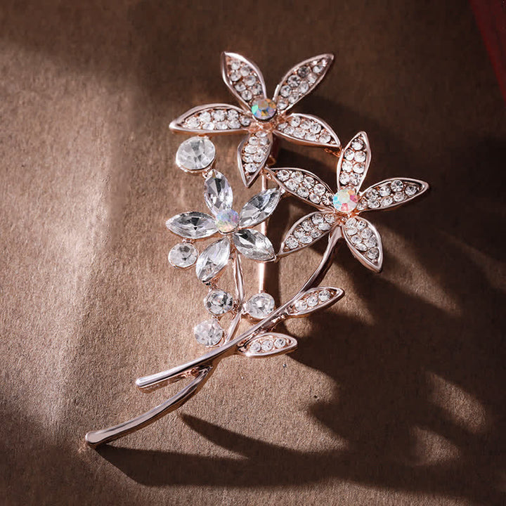 Women's Sparkling Rhinestone Flower Brooch - White - image 4
