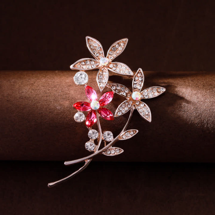 Women's Sparkling Rhinestone Flower Brooch - Pink - image 7