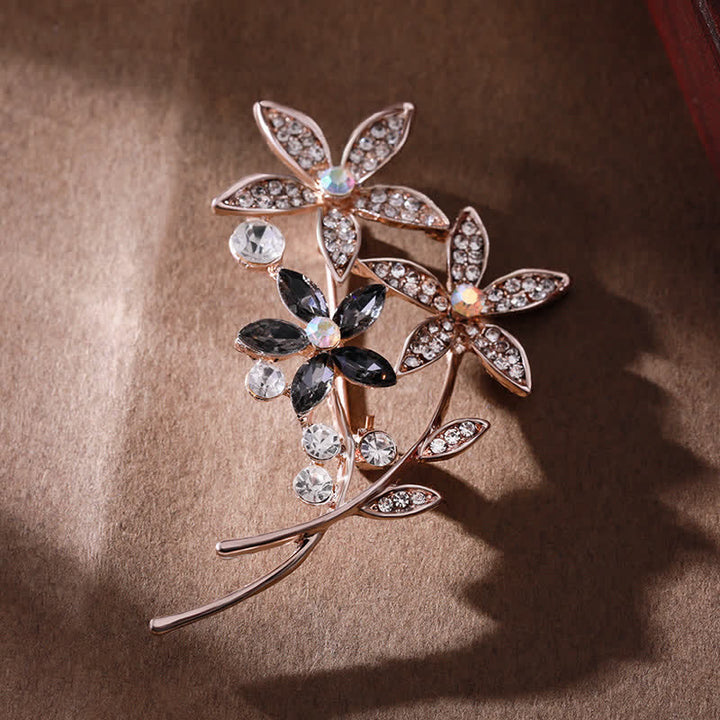 Women's Sparkling Rhinestone Flower Brooch - Gray - image 5