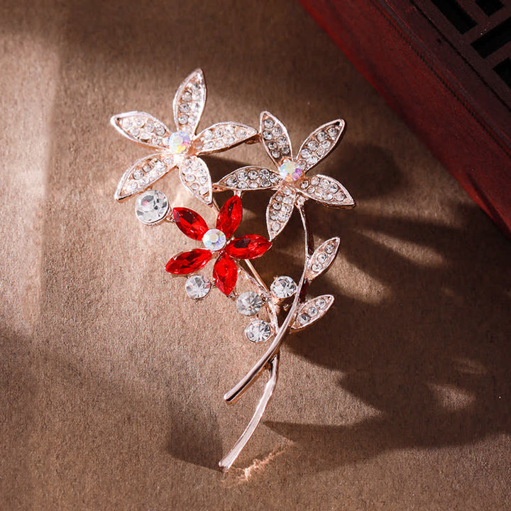Women's Sparkling Rhinestone Flower Brooch - Red - image 8