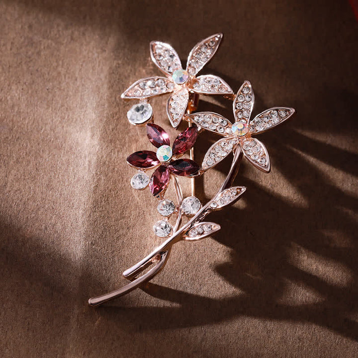 Women's Sparkling Rhinestone Flower Brooch - Wine Red - image 6