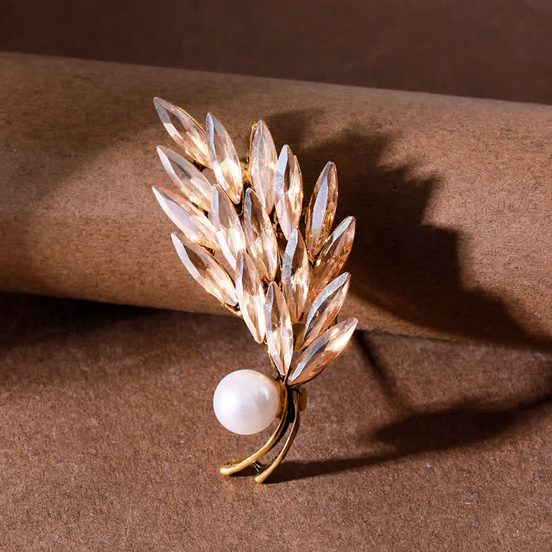 Women's Ancient Golden Wheat Bouquet Brooch - Champagne - image 0