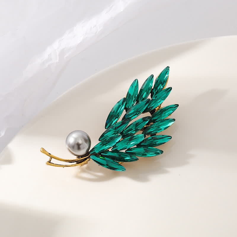 Women's Ancient Golden Wheat Bouquet Brooch - Green - image 7