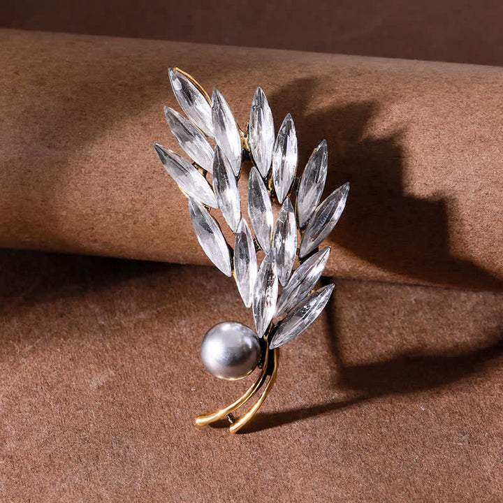 Women's Ancient Golden Wheat Bouquet Brooch - White - image 4
