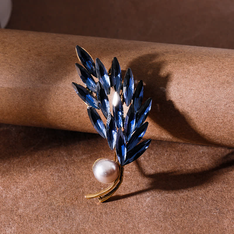 Women's Ancient Golden Wheat Bouquet Brooch - Blue - image 5