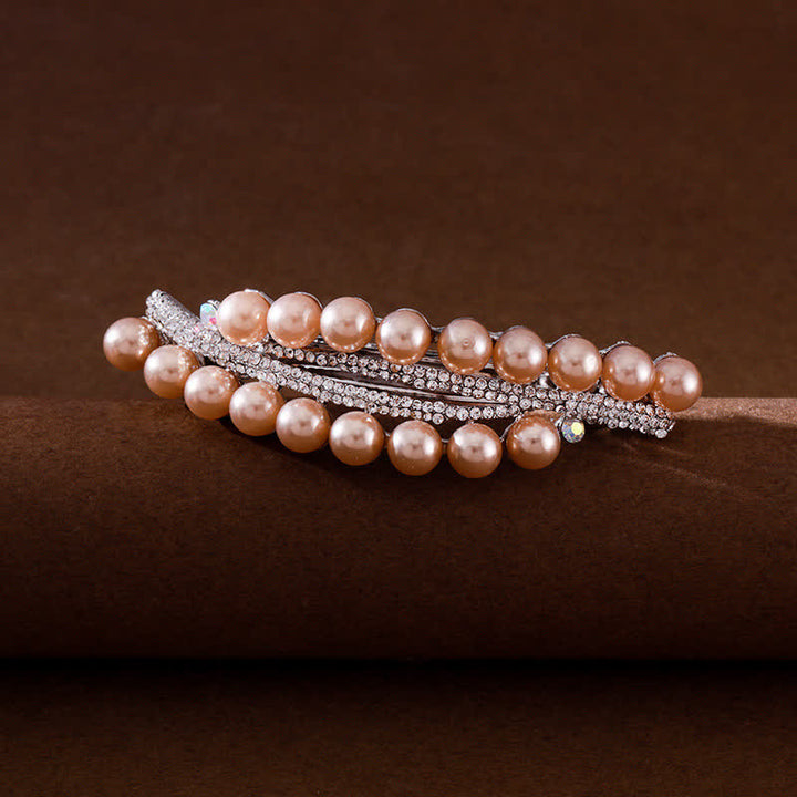 Women's Double-Row Faux Pearl Hair Clip - image 0
