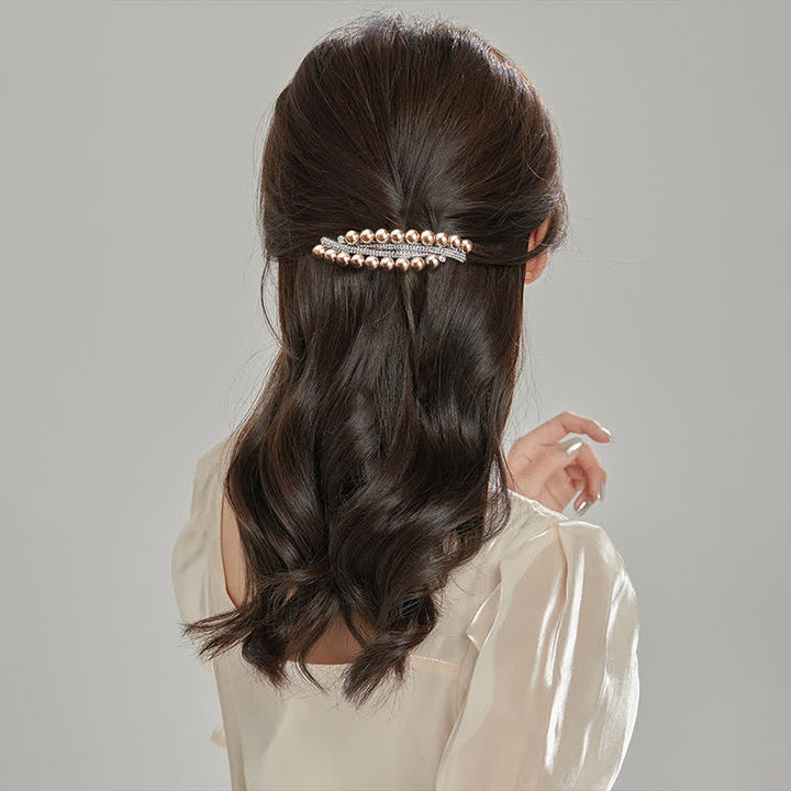 Women's Double-Row Faux Pearl Hair Clip - image 1