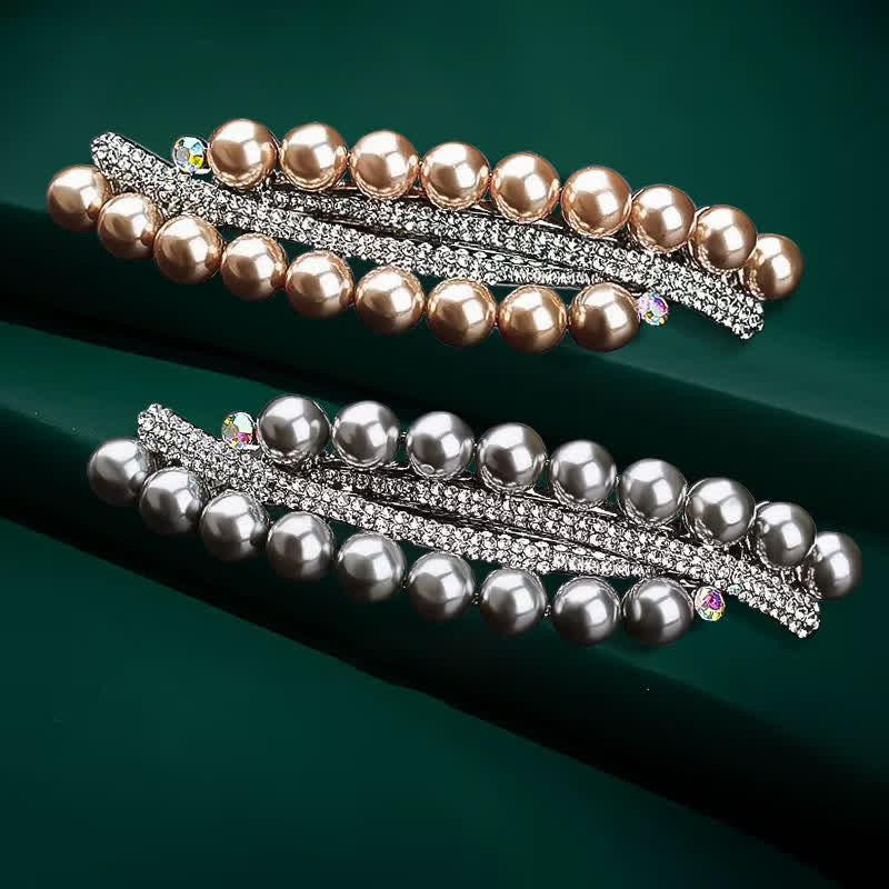 Women's Double-Row Faux Pearl Hair Clip - image 3