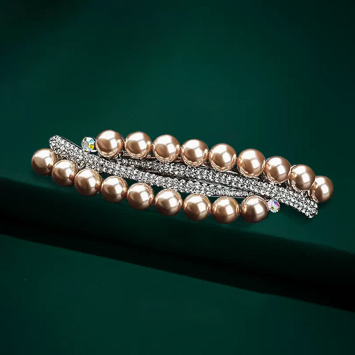 Women's Double-Row Faux Pearl Hair Clip - Champagne - image 2