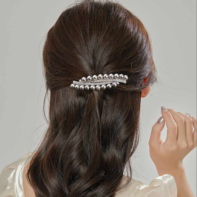 Women's Double-Row Faux Pearl Hair Clip - image 7