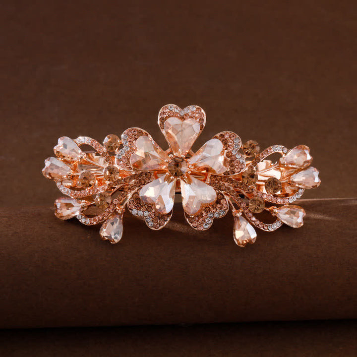 Women's Elegant Floral Sparkly Crystal Hair Clip - Champagne - image 5