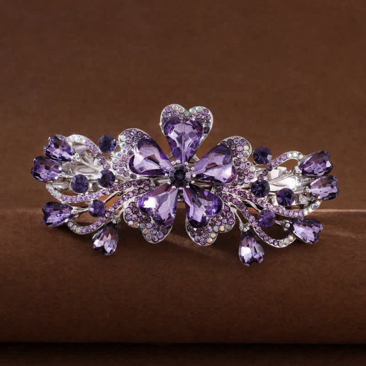 Women's Elegant Floral Sparkly Crystal Hair Clip - Violet - image 0