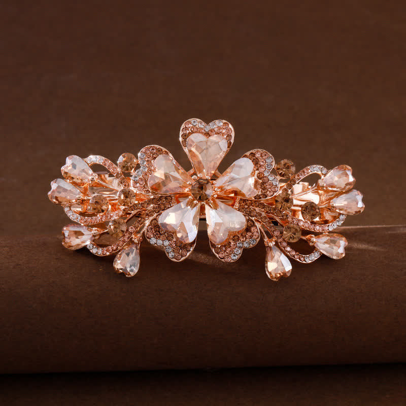 Women's Elegant Floral Sparkly Crystal Hair Clip - Champagne - image 5