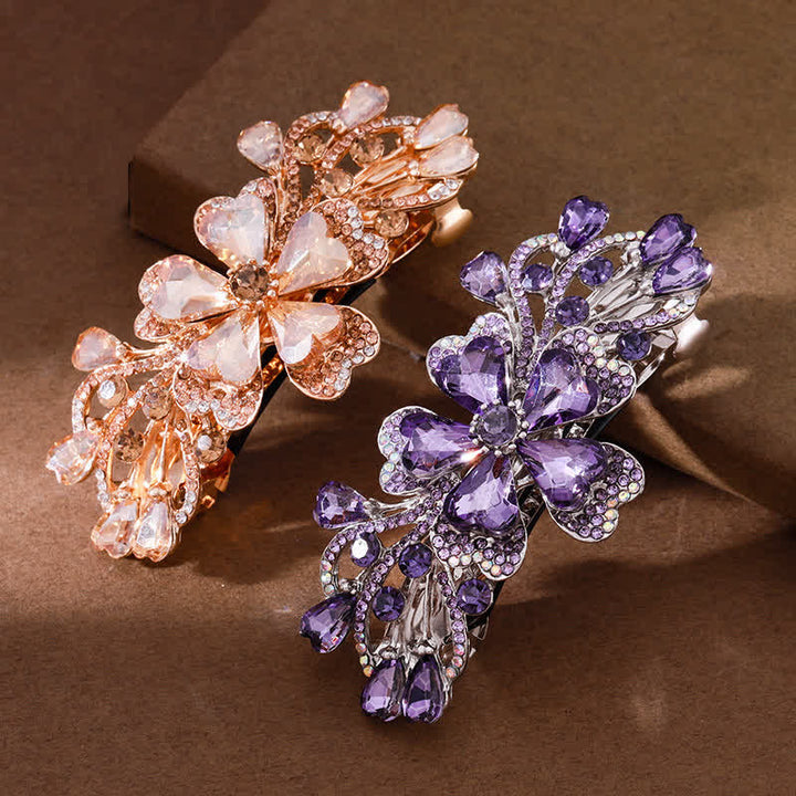 Women's Elegant Floral Sparkly Crystal Hair Clip - image 4
