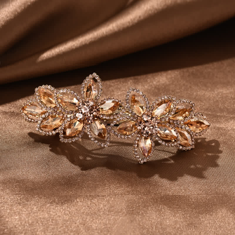 Women's Retro Crystal Flower Spring Hair Clip - Champagne - image 5