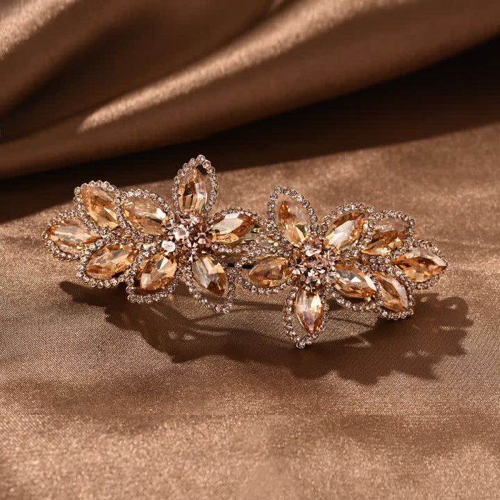 Women's Retro Crystal Flower Spring Hair Clip - Champagne - image 5