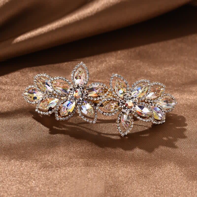 Women's Retro Crystal Flower Spring Hair Clip - White - image 7