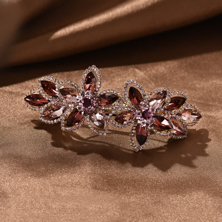 Women's Retro Crystal Flower Spring Hair Clip - Dark Purple - image 8