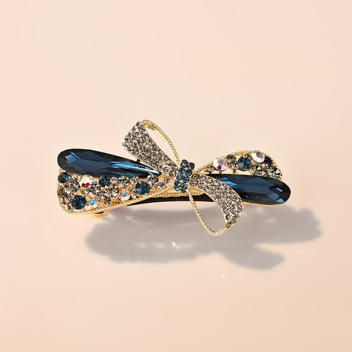 Women's Unique Bow Rhinestones Decor Hair Clip - Dark Blue - image 0