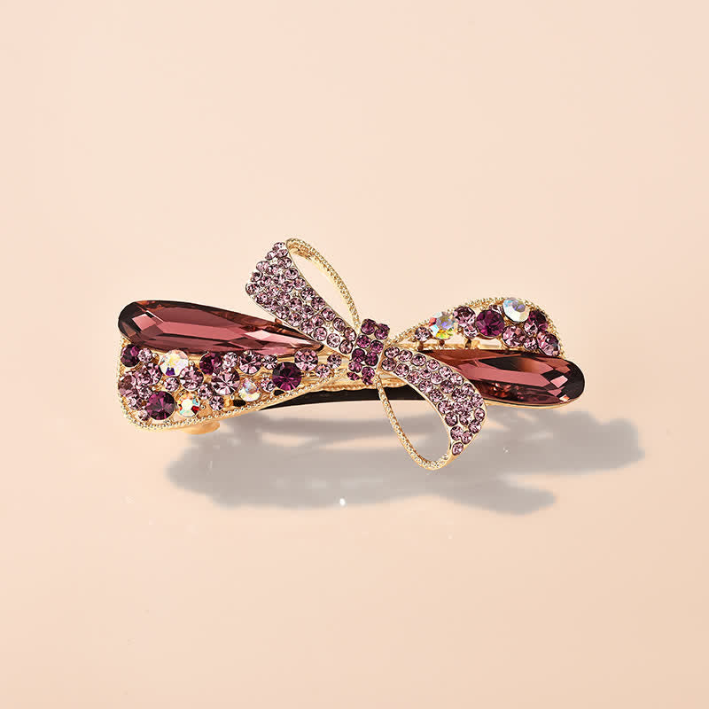 Women's Unique Bow Rhinestones Decor Hair Clip - Pink - image 4