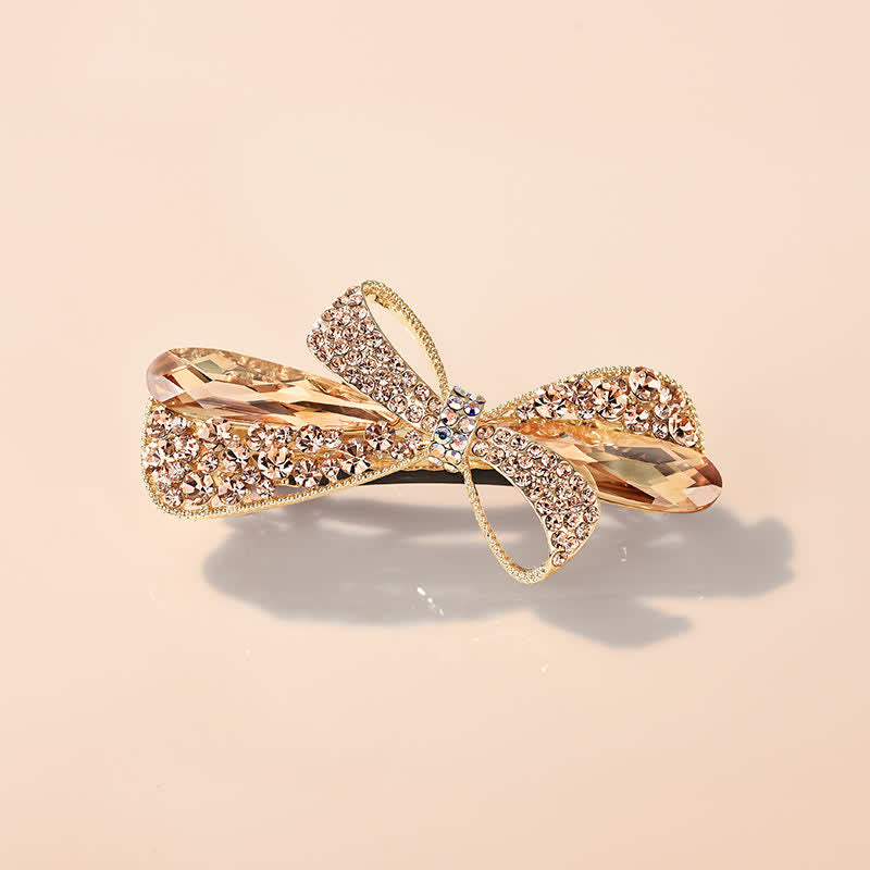 Women's Unique Bow Rhinestones Decor Hair Clip - Champagne - image 5