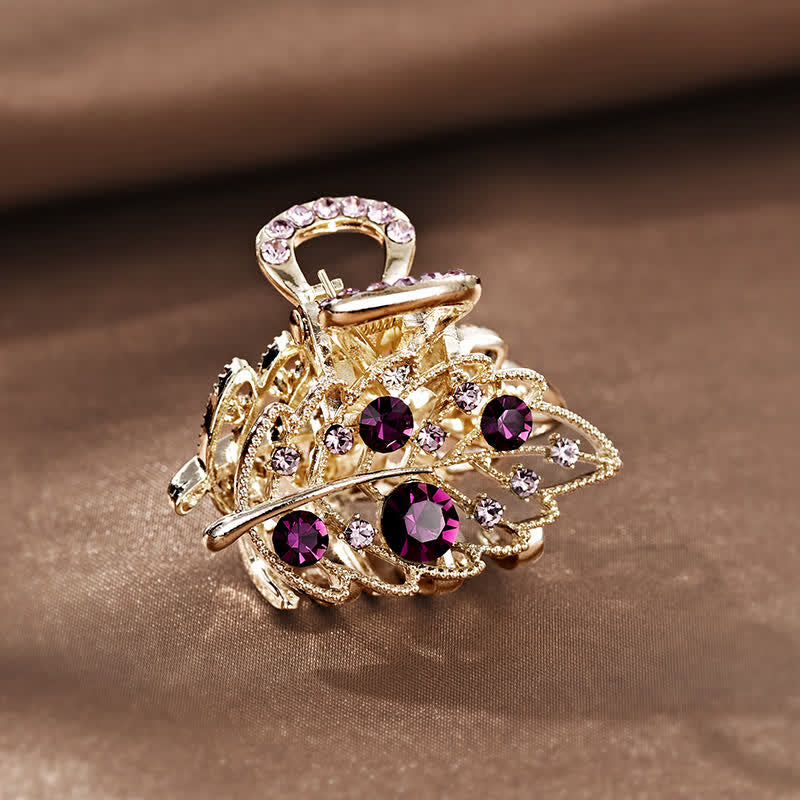 Women's Mini Sparkling Leaves Shape Claw Hair Clip - Purple - image 5
