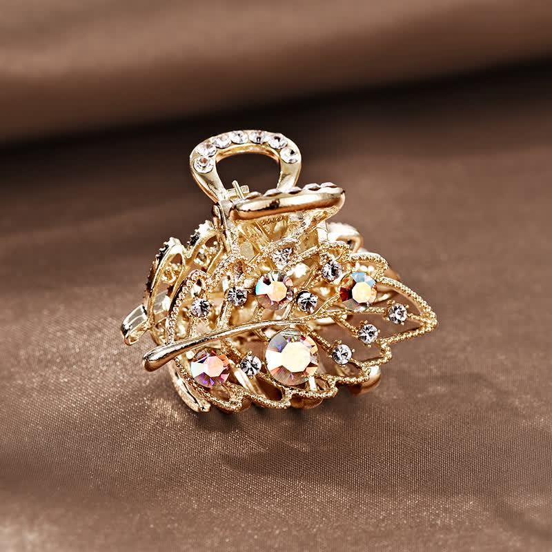 Women's Mini Sparkling Leaves Shape Claw Hair Clip - Colorful - image 4