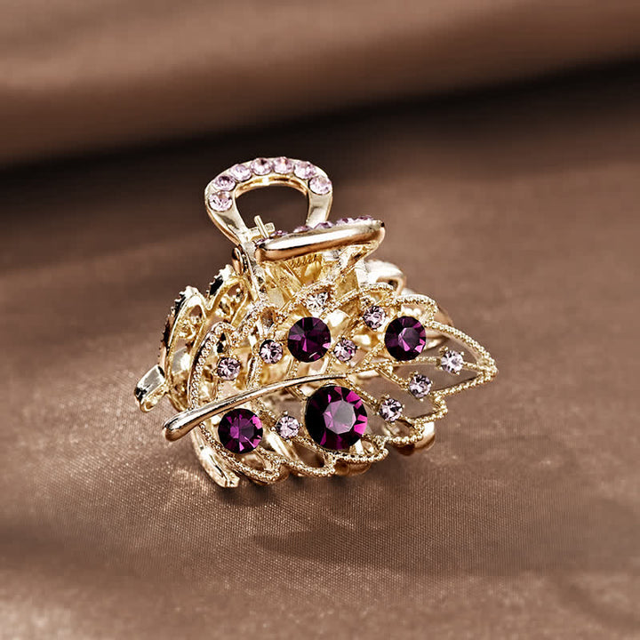 Women's Mini Sparkling Leaves Shape Claw Hair Clip - Purple - image 5