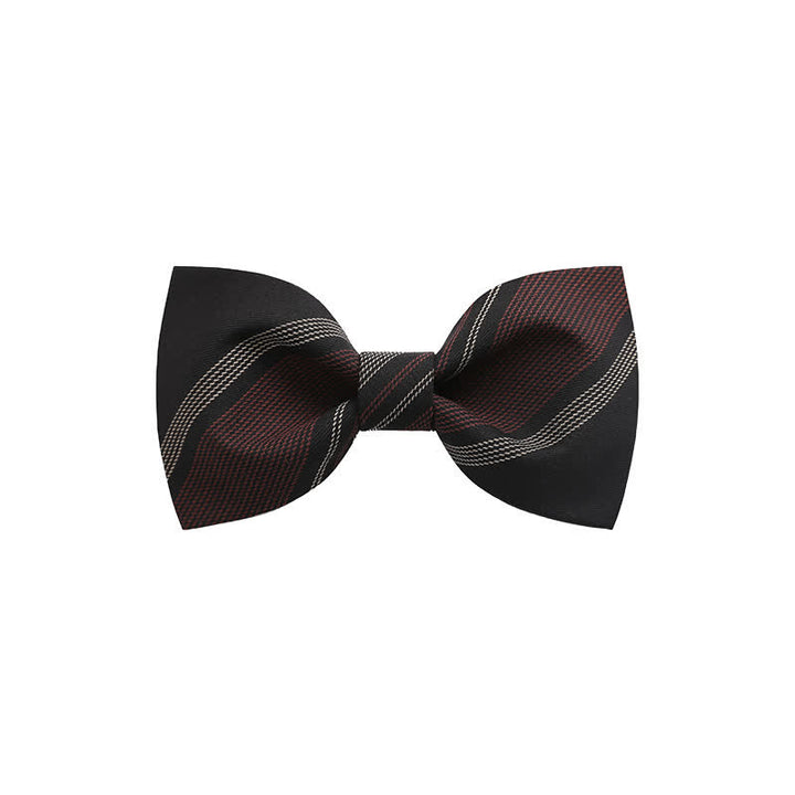Men's Burgundy & Black Striped Formal Bow Tie - Style #1 - image 2