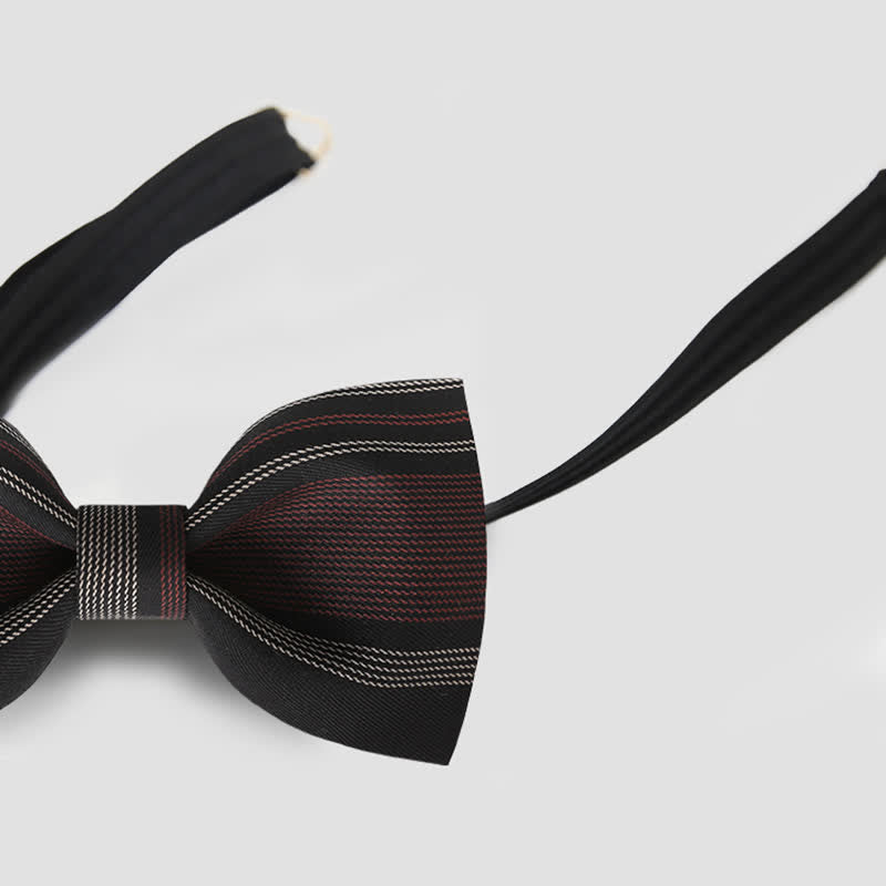 Men's Burgundy & Black Striped Formal Bow Tie - image 5