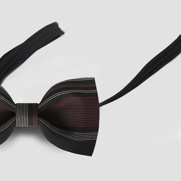 Men's Burgundy & Black Striped Formal Bow Tie - image 5