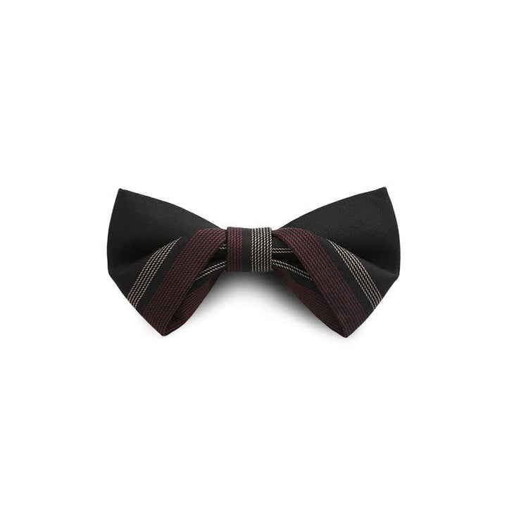 Men's Burgundy & Black Striped Formal Bow Tie - Style #3 - image 9