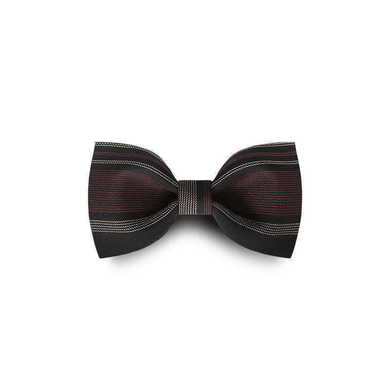 Men's Burgundy & Black Striped Formal Bow Tie - Style #2 - image 8