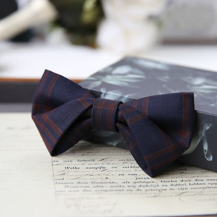 Men's British Style Classic Plaid Bow Tie - MidnightBlue - Style #2 - image 15
