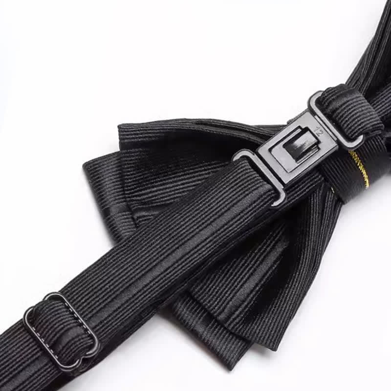 Men's Golden Thread Decor Double Layered Bow Tie - image 4