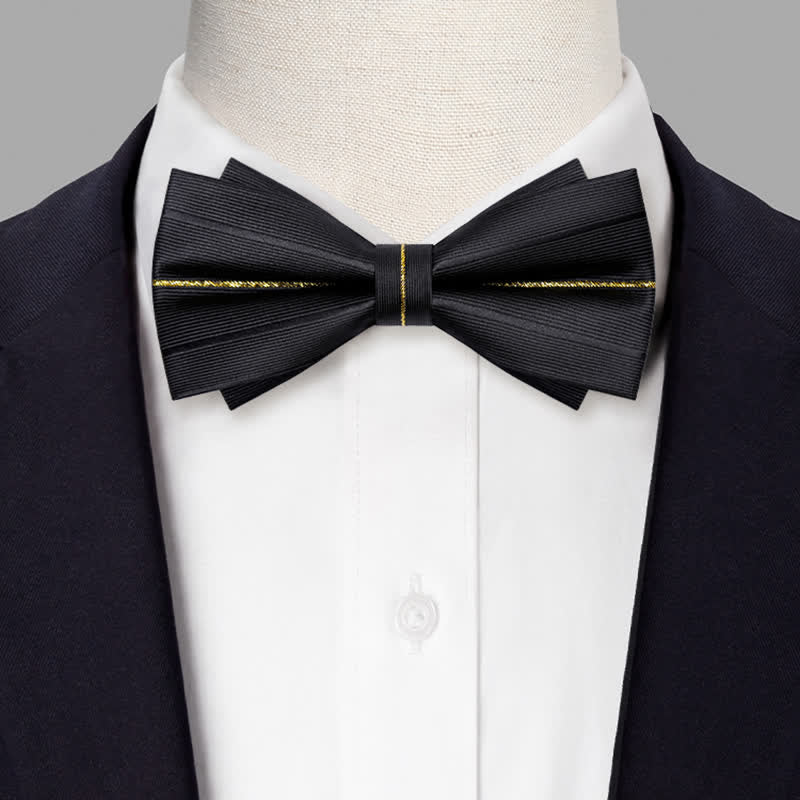 Men's Golden Thread Decor Double Layered Bow Tie - image 1