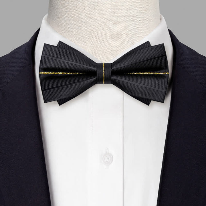 Men's Golden Thread Decor Double Layered Bow Tie - image 1