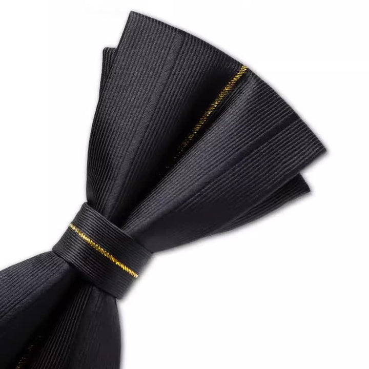 Men's Golden Thread Decor Double Layered Bow Tie - image 3